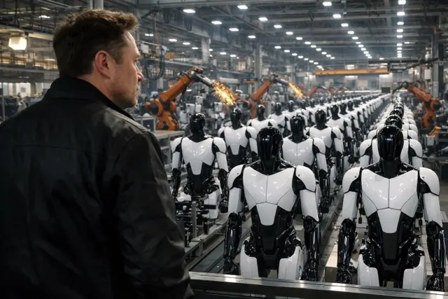 elon musk optimus robot factory mass production Medium