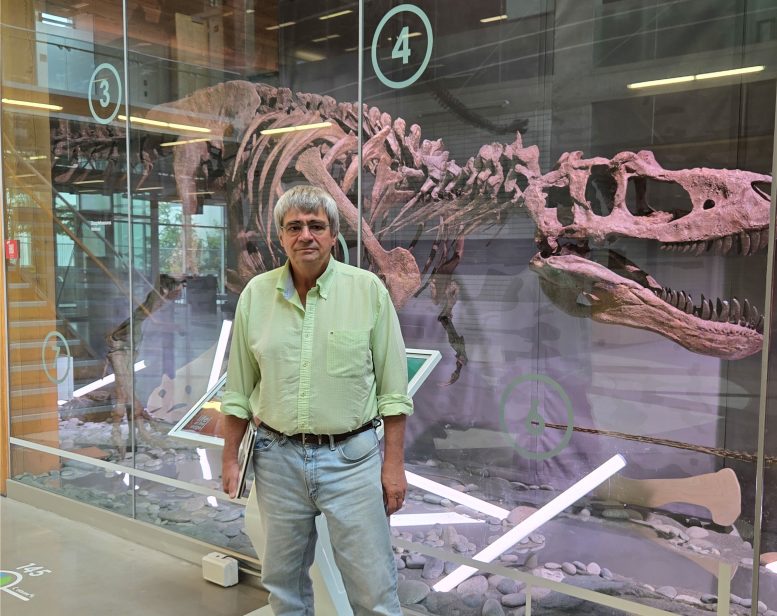 Philippe Claeys With Dinosaur Skeleton Exhibit x