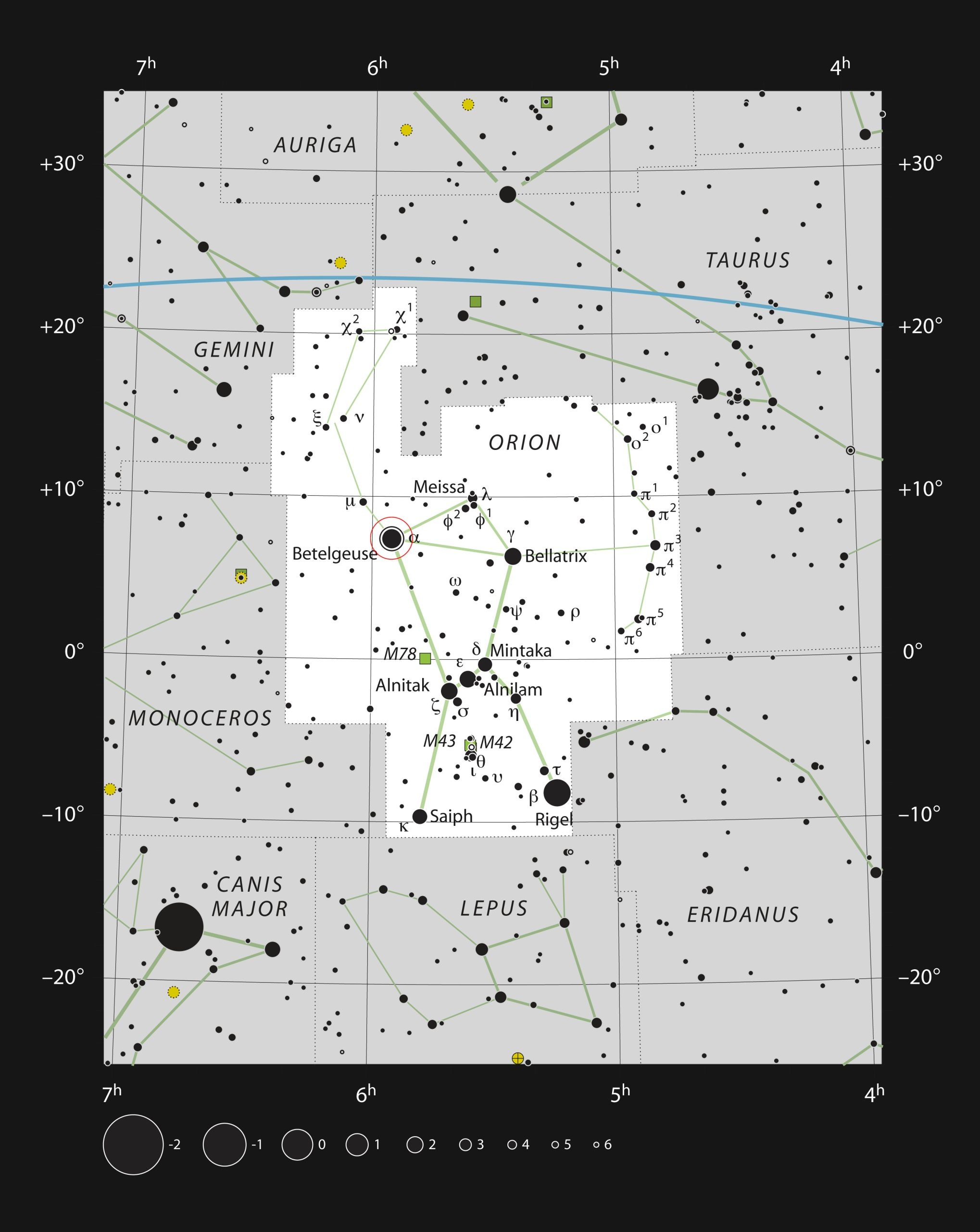 The Star Betelgeuse in the Constellation of Orion scaled