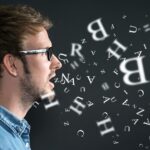 Man Speaking Language Letters